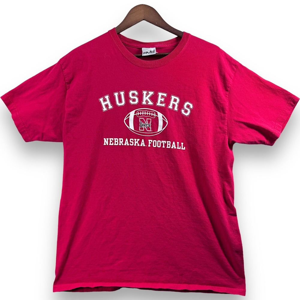 OVB Nebraska Huskers Football Mens T-Shirt‎ Large Red Vintage Logo